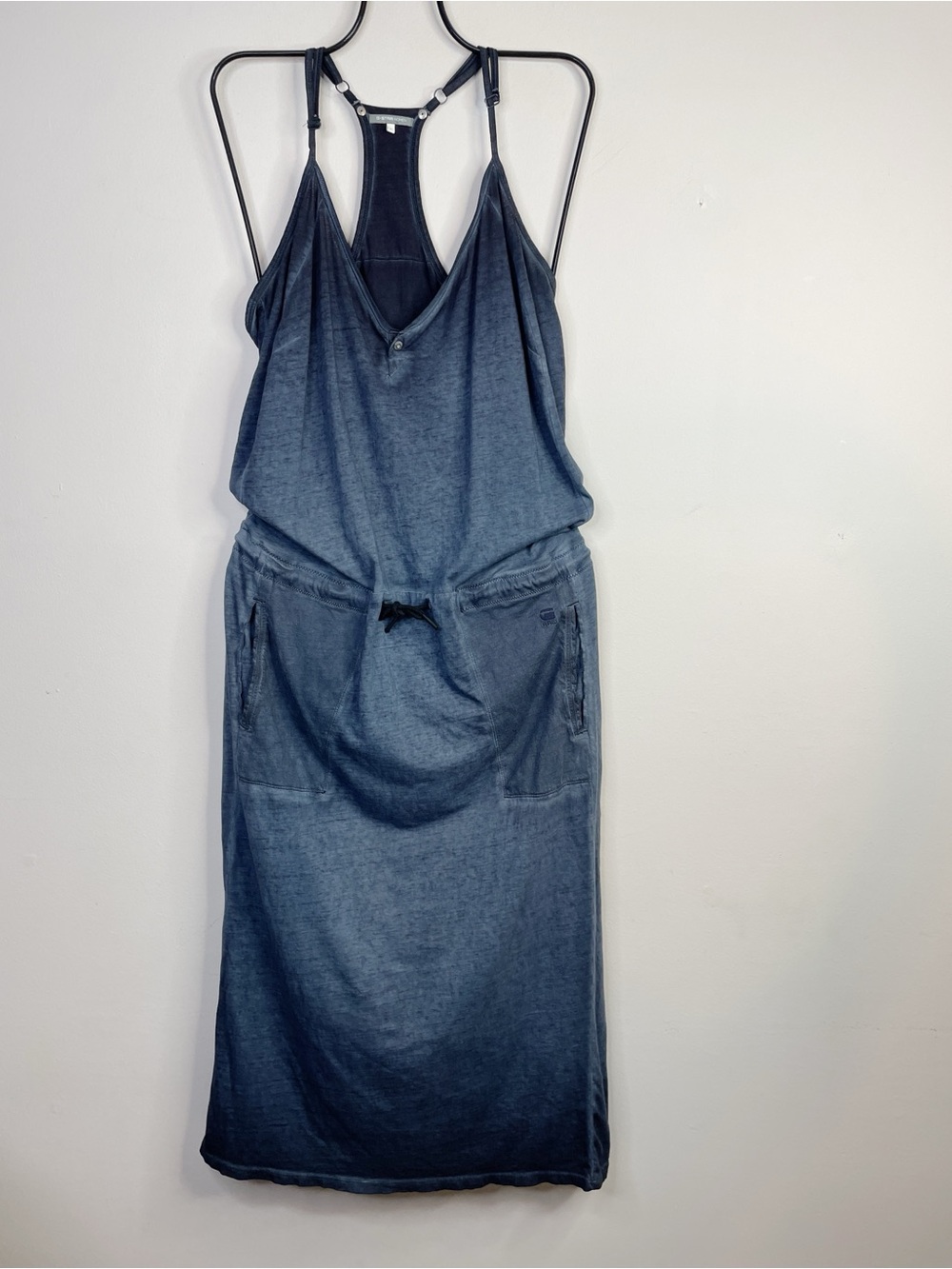 G-Star Raw Arc Pearl Jersey Dress Lightweight Sleeveless Cotton Blue womens M